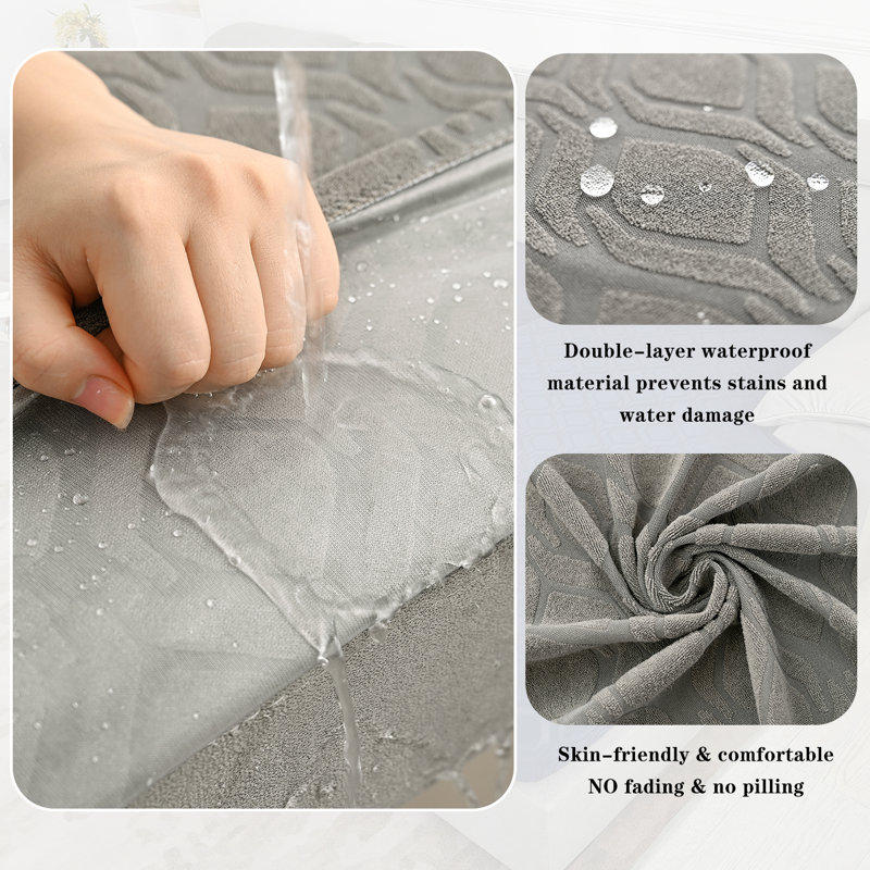 6 Pcs Waterproof Couch Cushion Covers，Washable Stretch Outdoor Patio Furniture Covers, Gray