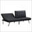 Stylish Black PVC Futon Sofa Bed With Wood Frame And Stainless Legs, Perfect For Modern And Traditional Interiors.