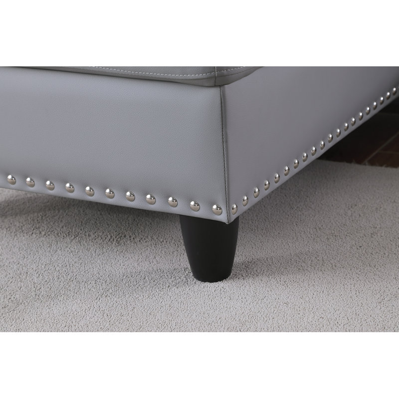Alger Upholstered L-Shaped Sectional Left Hand Facing, Grey Faux Leather