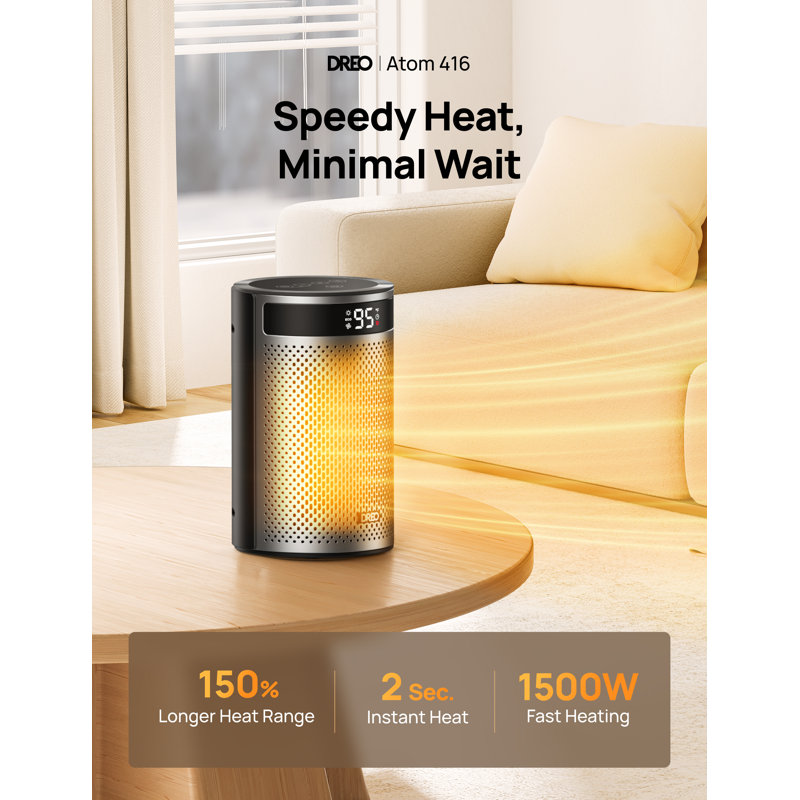 1500w 9.84 In. Portable Ceramic Electric Convection Space Heater, 3-heat Levels, Thermostat, Remote, 12h Timer In Black