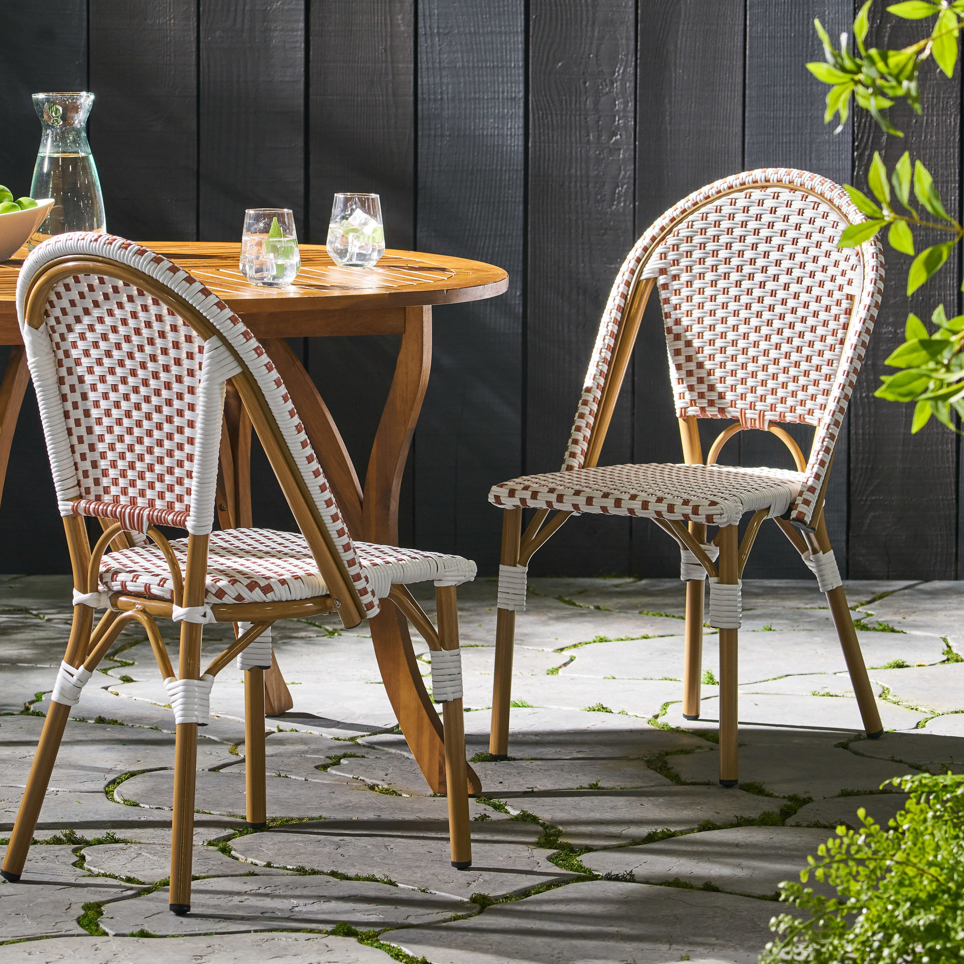 August Grove® Outdoor Pe And Aluminum Chairs, Rust Red & White, , 2 ...