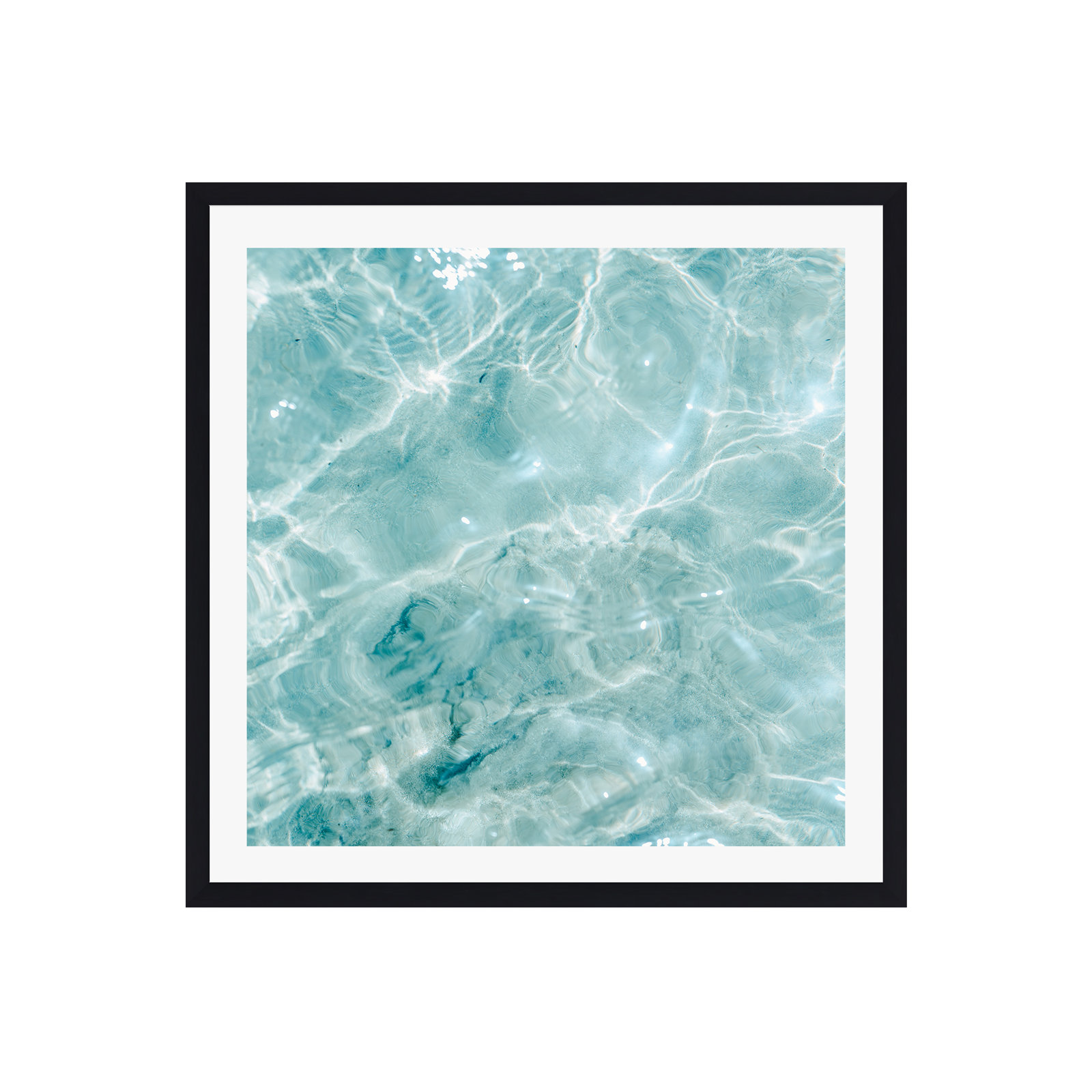 Clear Blue Water Colorful Ocean by Raisazwart, 12" H x 12" W x 0.75" D, Black Single Picture Framed, Yes
