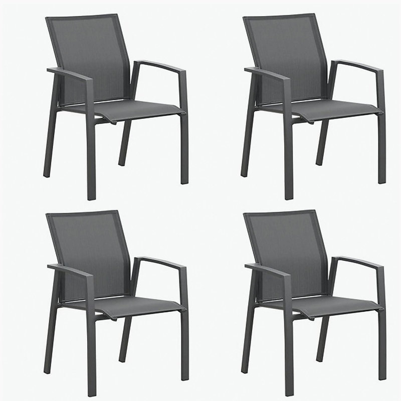 Ensemble de 4 chaises de patio en aluminium de 22,44 pouces de largeur, entièrement assemblées et empilables