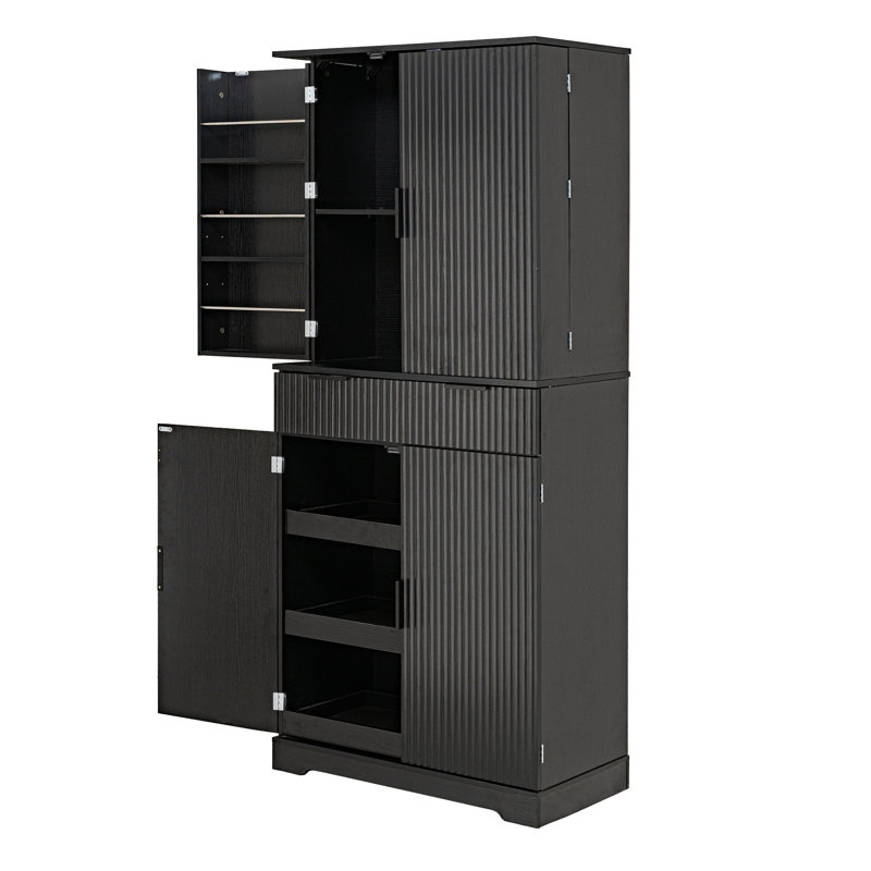 Armoire de rangement sur pied 72 pouces, Noir