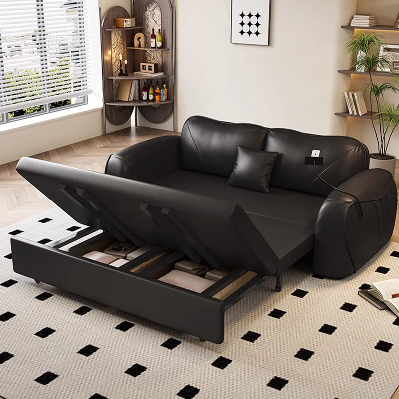 Canapé de salon en cuir Minimalist Modern, 33.5" H x 90.6" W x 32.3" D