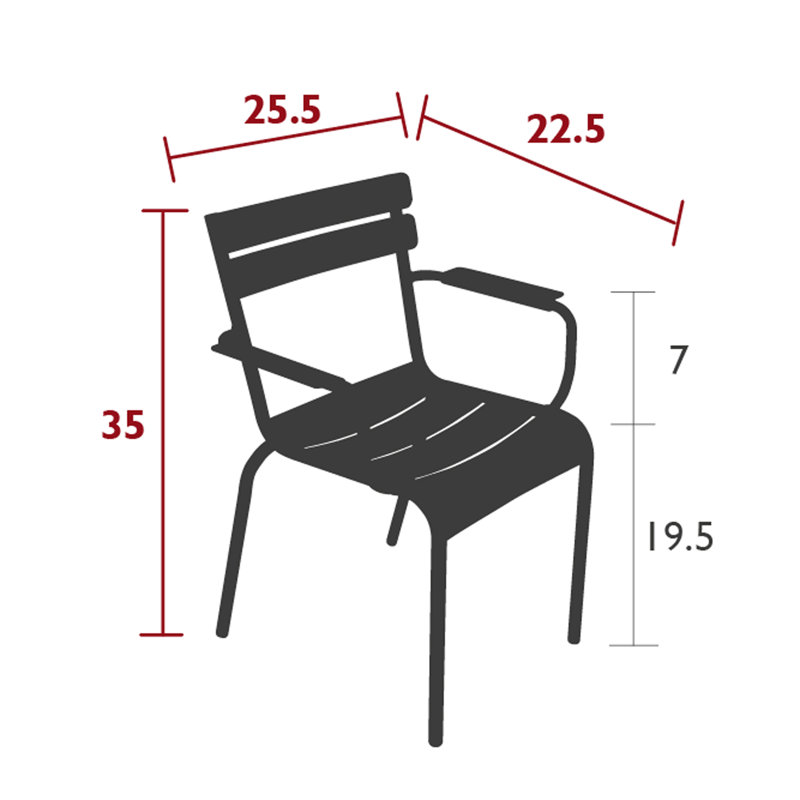 Luxembourg Outdoor Dining Armchair, Storm Gray