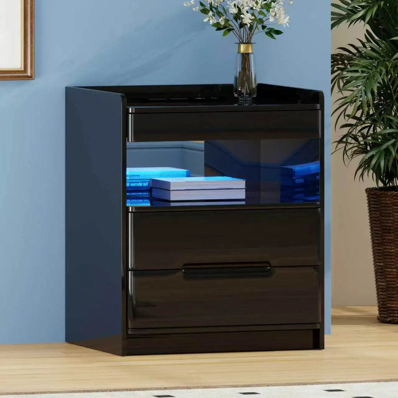 51cm W Bedside Table, Black