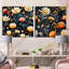 «Blue Multicolor Garden Blooms Floral», ensemble de 2 collages carrés-101857401-101857400