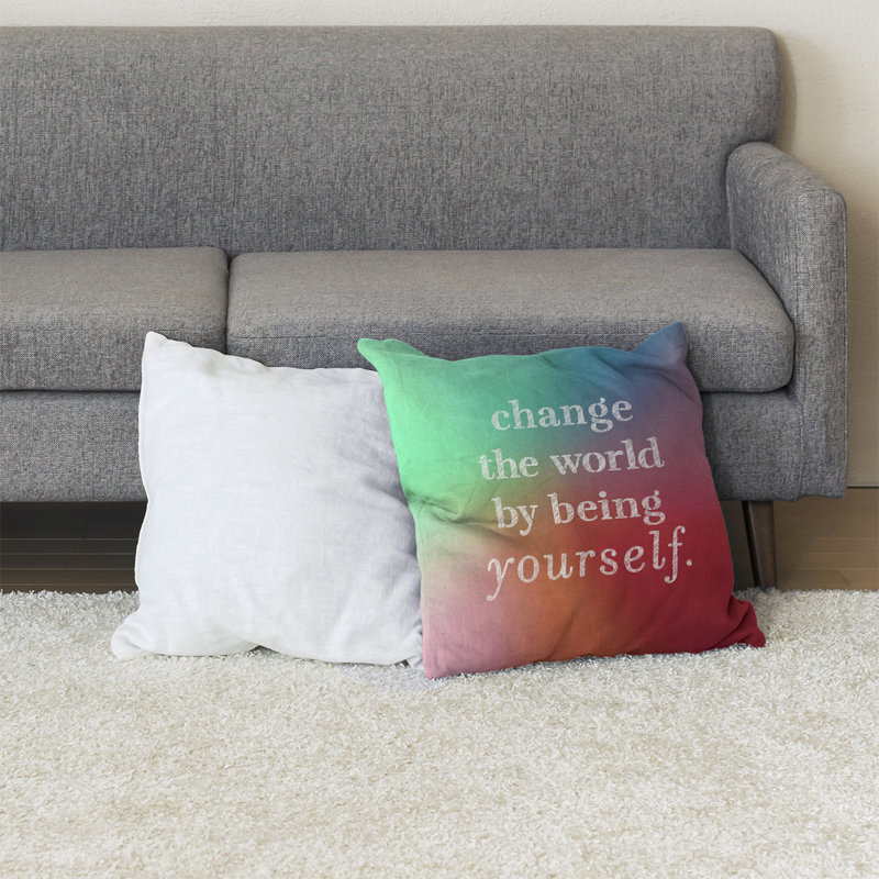 Coussin de plancher change the World, H 36 po x l 36 po, Riche arc-en-ciel