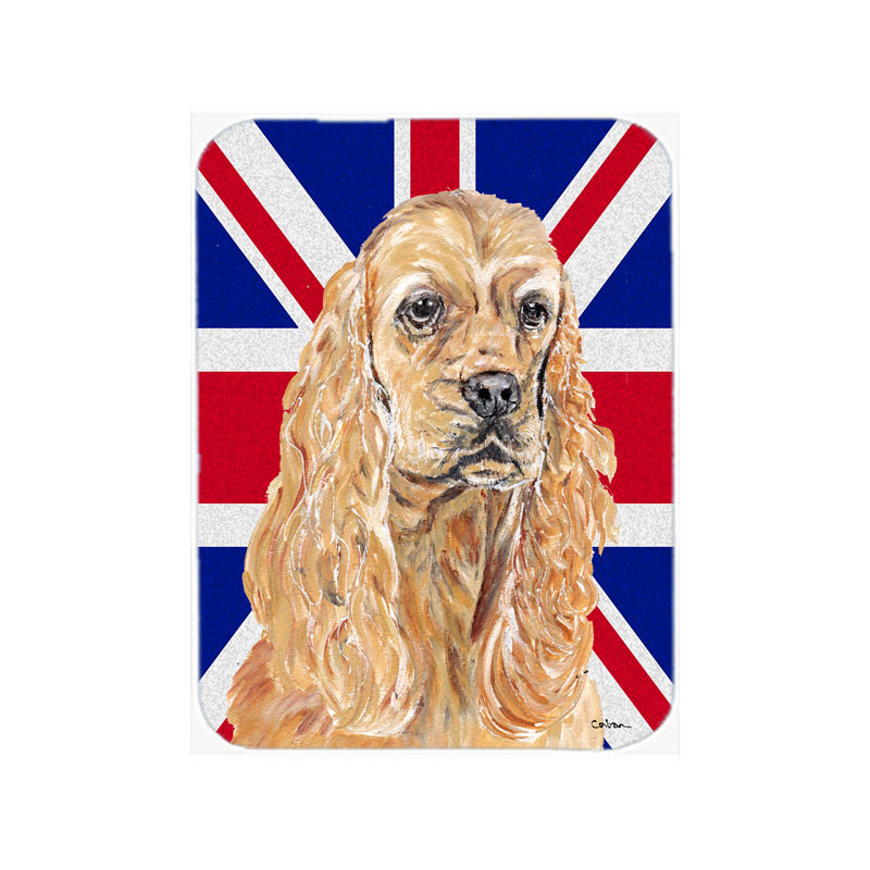 Caroline's Treasures Union Jack Buff Cocker Spaniel with English British Flag Glass Cutting Board