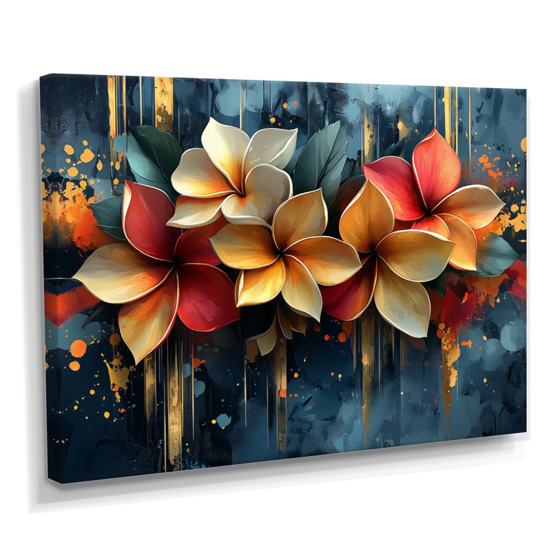 Fury River Of Aqua Plumeria Blossom I - Plumeria Canvas Prints, 28" H x 60" W, Wrapped Canvas