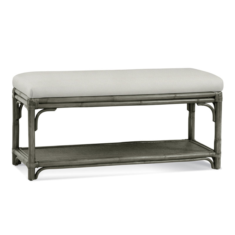Banc de rangement en osier Summer Retreat, Pierre grise, Chenille rose / velours uni; 0809-14