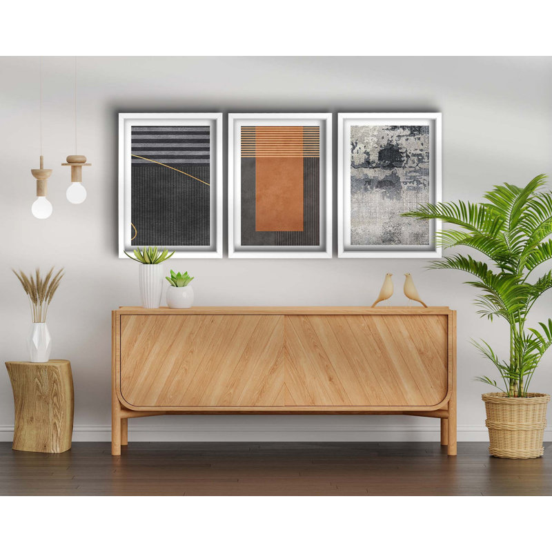 Elegant Decorative Framed MDF Paintings (3 Pieces), 15.0 x 20.9 Inches | 100% MDF with 0.11-Inch Thickness, 100% Wooden Frame with 0.87-Inch Thickness | Perfect for Home Décor, Living Room & Office Spaces
