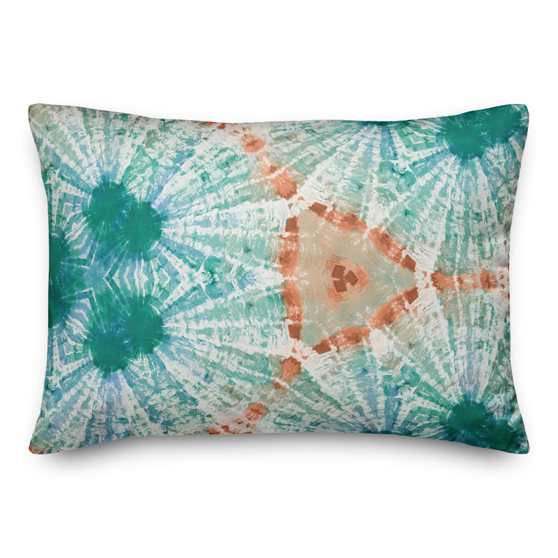 Abstract Outdoor Reversible Throw Pillow, Teal