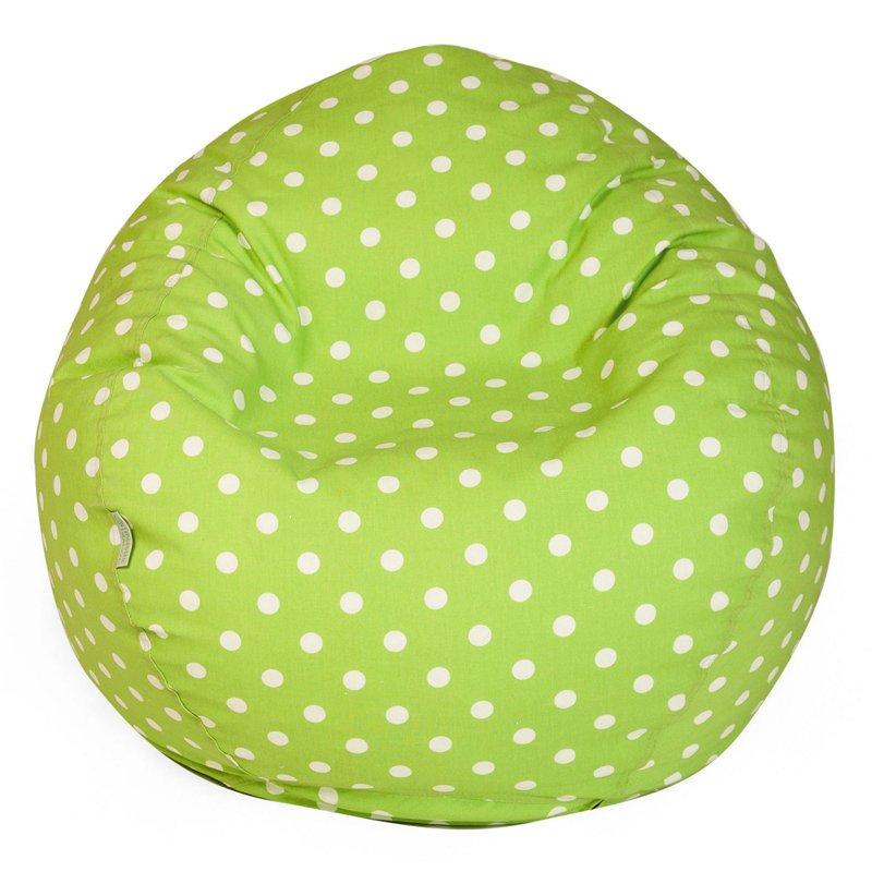 Cotton Bean Bag Chair & Lounger, 22'' H x 28'' W x 28'' D, Lime Cotton Twill