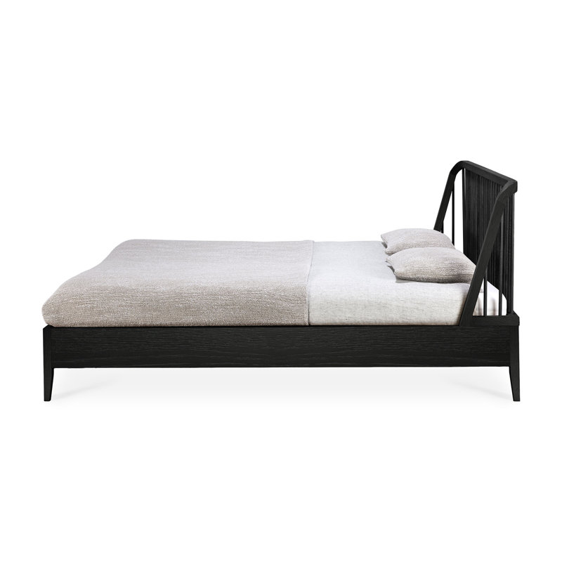 Spindle Solid Wood Bed, King, Oak Black