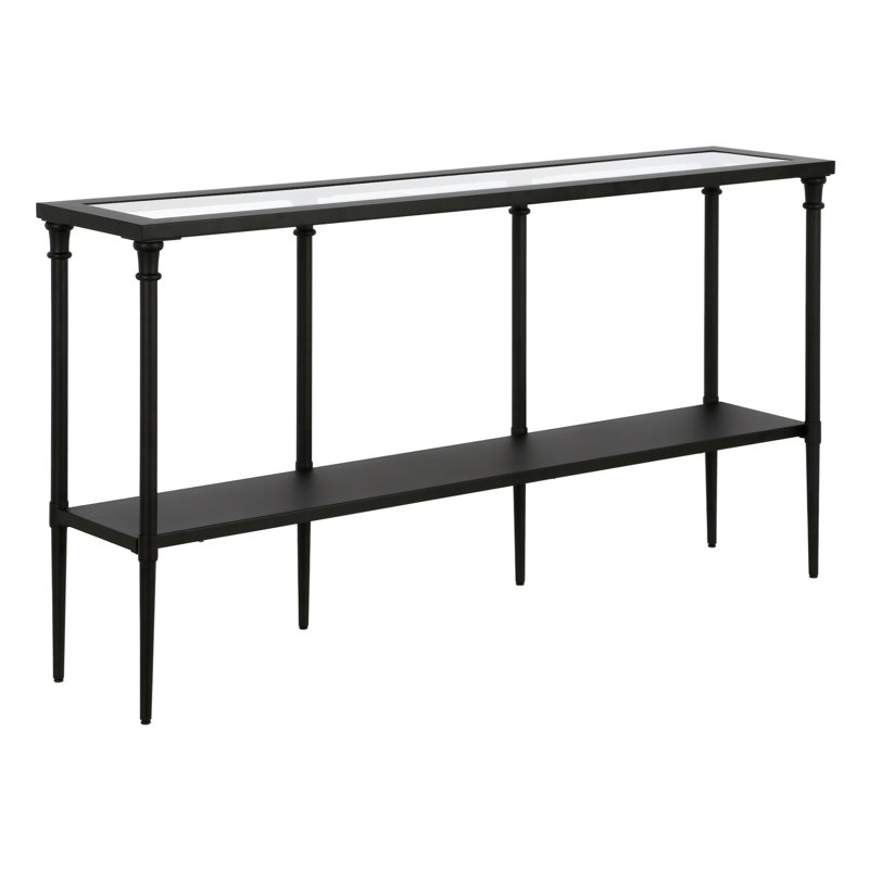 139.7cm Glass Top Console Table, Blackened Bronze