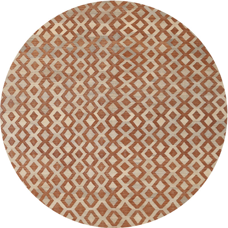 Tapis brun/beige/gris contemporaine, Rond 7 pi