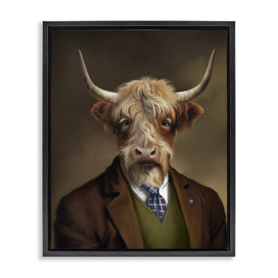 Cadre flottant Highland Cow Scottish Gentleman, design par Matthew Piotrowicz