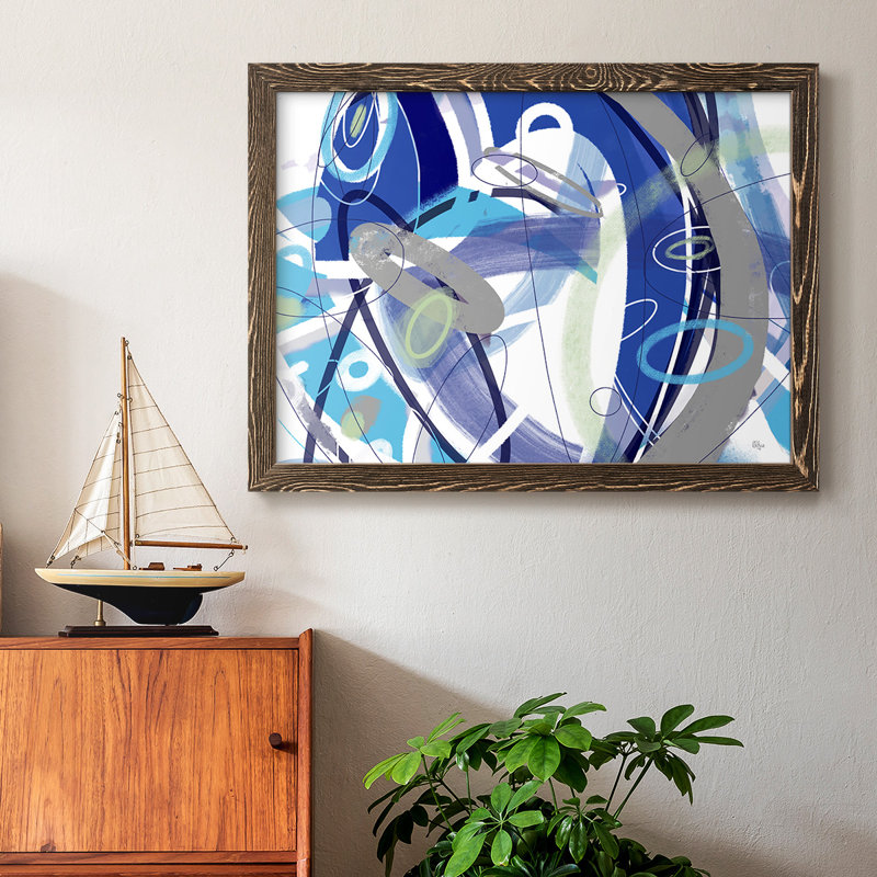 «Blue Flow», reproduction sur toile encadrée, H 22 po x l 32 po x P 1,5 po, Noyer
