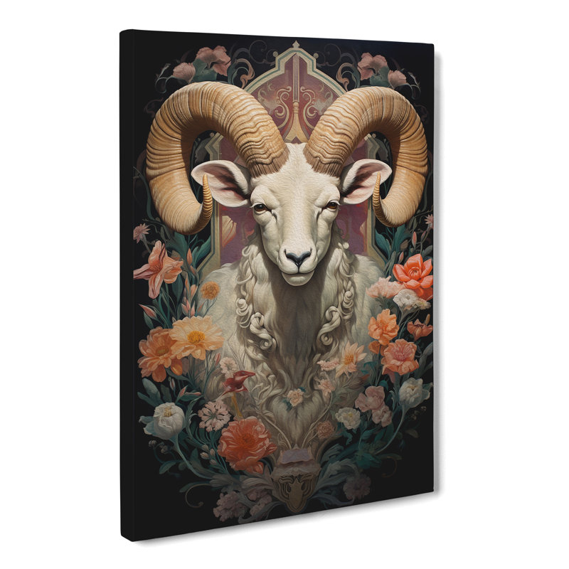 Ram Sheep Deco - Wrapped Canvas Print, 60cm H x 40cm W x 3cm D