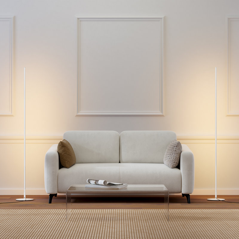 Lampe sur pied à DEL à intensité variable 58 po avec télécommande Hedden, Blanc