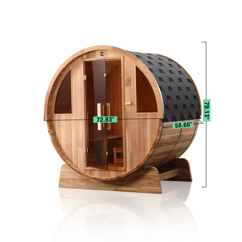 Hongyuan 4-Person  Rustic Cedar Barrel Sauna with Hariva heater