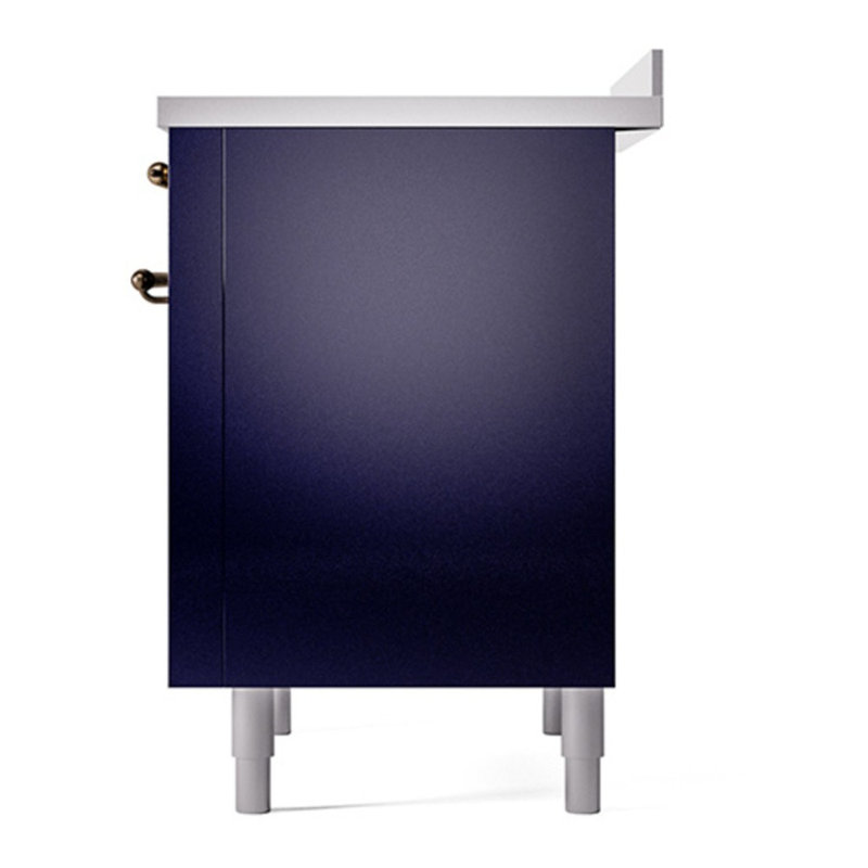 Cuisinière à induction 36 pouces avec 6 éléments à induction ILVE Nostalgie II Series (porte en verre), Bleu minuit / bronze