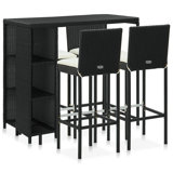 Garden Bar Set 5 Piece with Cushions Poly Rattan Table&Chair