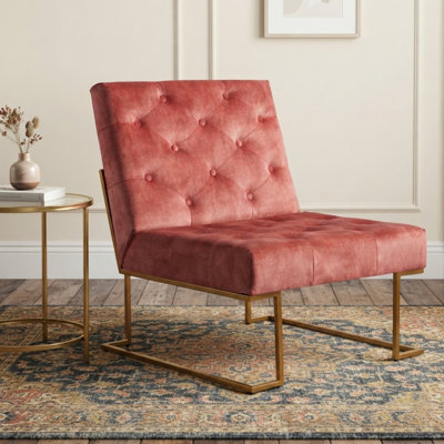 Klara 29.33" Wide Tufted Velvet Slipper Chair