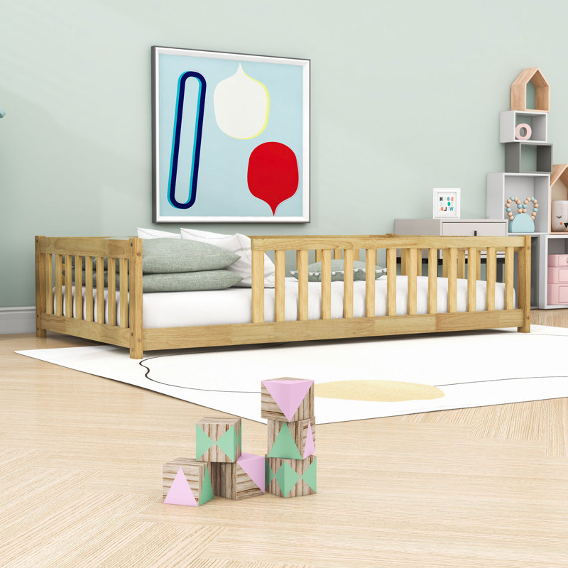 Twin Wooden Frame Kids Bed With Slats, Natural