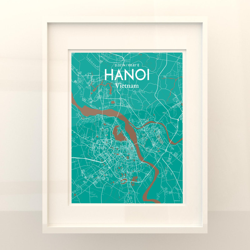 Hanoi City Map In Nature - No Frame Print, 20cm H x 16cm W x 0.05cm D