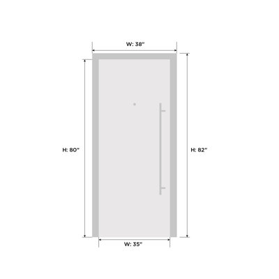 Porte d'entrée extérieure prémontée en PVC-U blanc soyeux Manux 8415 pour bureaux, commerces et habitations. Convient à l'entrée, au patio et au garage. Largeur : 81 cm x Hauteur : 203 cm. Ouverture à gauche vers l'intérieur.