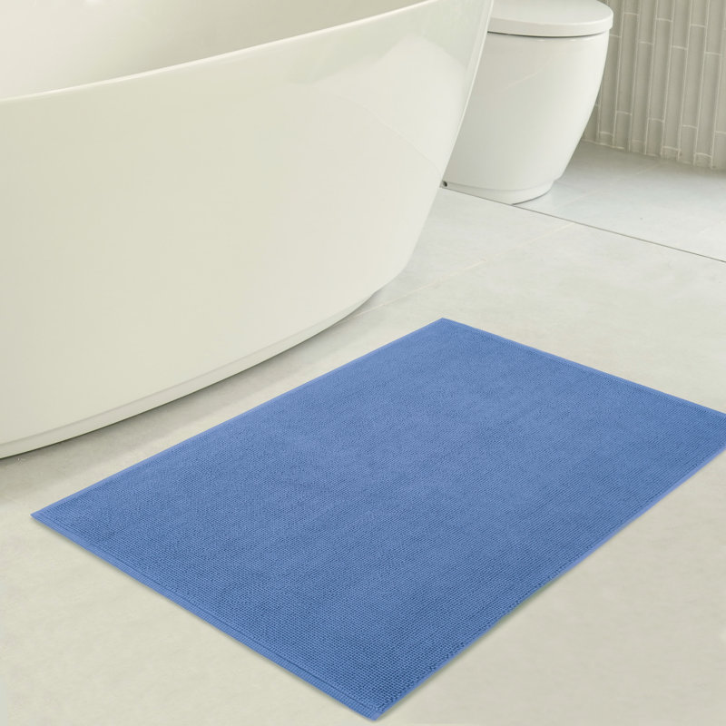 Chemung 100% Cotton Non-Slip Bath Rug, 24" L x 17" W, Electric Blue