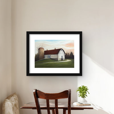 White Barn - White Farm Animals, reproduction encadrée