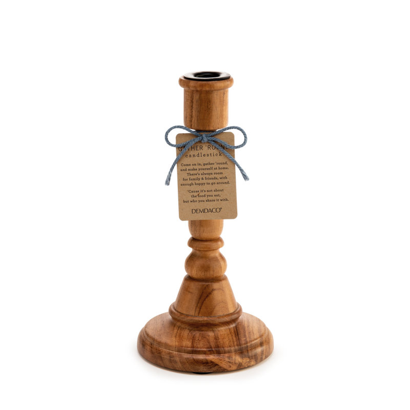 3.396'' H Wood Tabletop Candlestick
