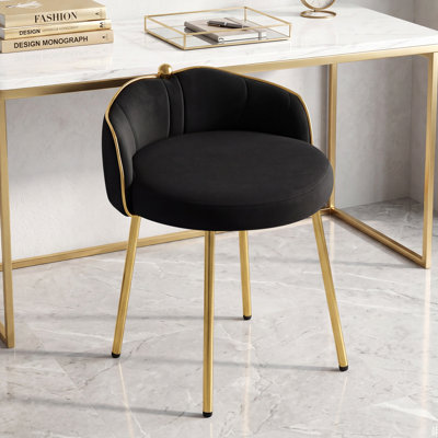 360° Swivel Vanity Chair with Low Back Accent Stool Makeup Chair for Bedroom Bathroom and Living Room