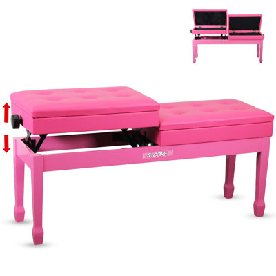 Duet Piano Bench 3.5 Inch Padded Cushioned Stool Wooden Heavy Duty Musician Chair w Storage
