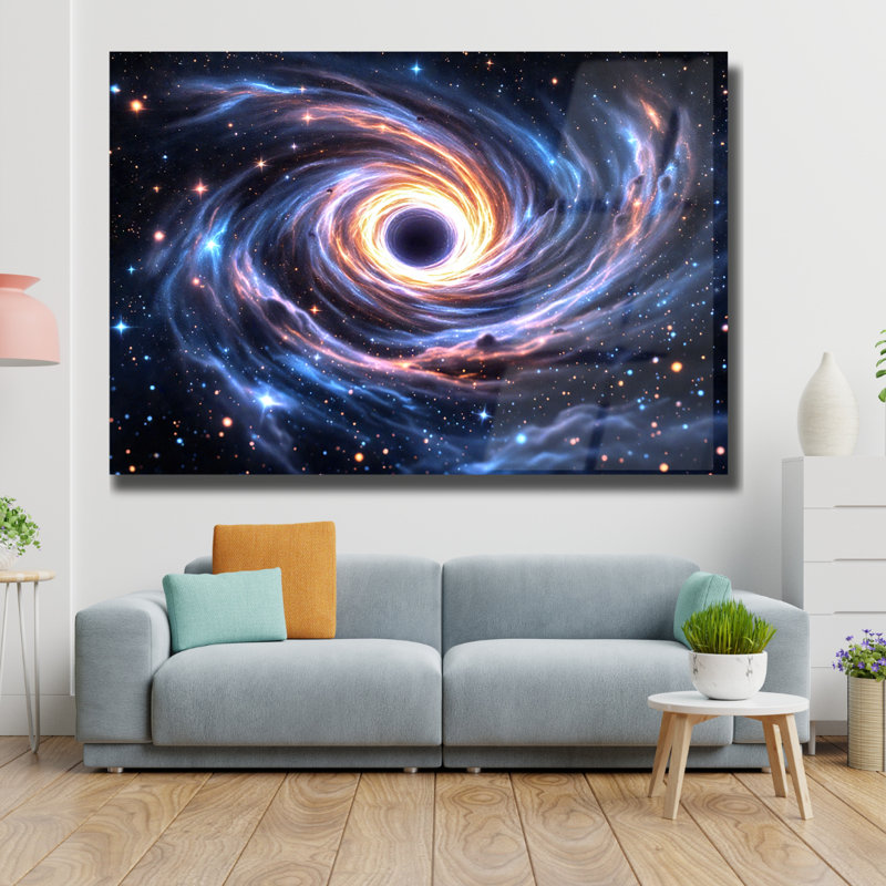 Black Hole Galaxy Tempered Glass Wall Art, 12" H x 16" W
