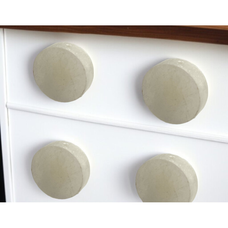 Ensemble de six boutons de tiroir en pierre blanc cassé