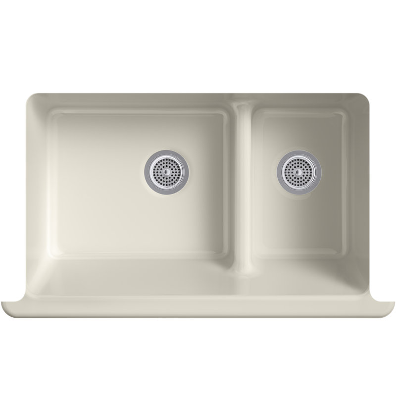 Whitehaven 36" L x 22" W Double Basin Farmhouse/Apron Kitchen Sink, Sandbar