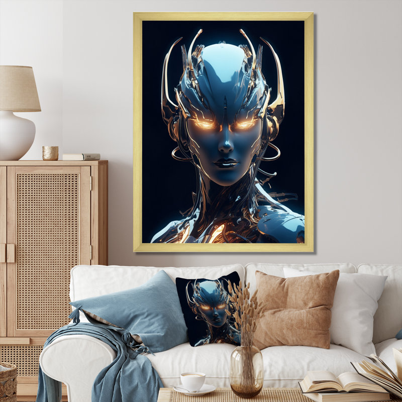 " Robotic Opponent II ", Gold Single Picture Framed, 44" H x 34" W x 1.5" D