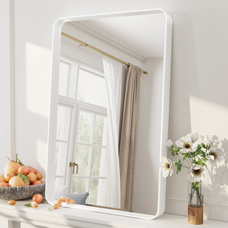 Miroir mural Aevar, 16 po x 24 po, Blanc mat