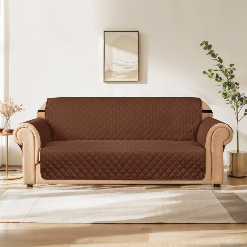 Ayalisse Box Cushion Sofa Slipcover, 76"H x 78"W x 22"D, Chocolate Polyester Blend