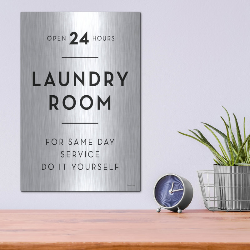  «Laundry Room 2», art mural en métal à lettres et doublées, 12 po x 16 po, H 16 po x l 12 po