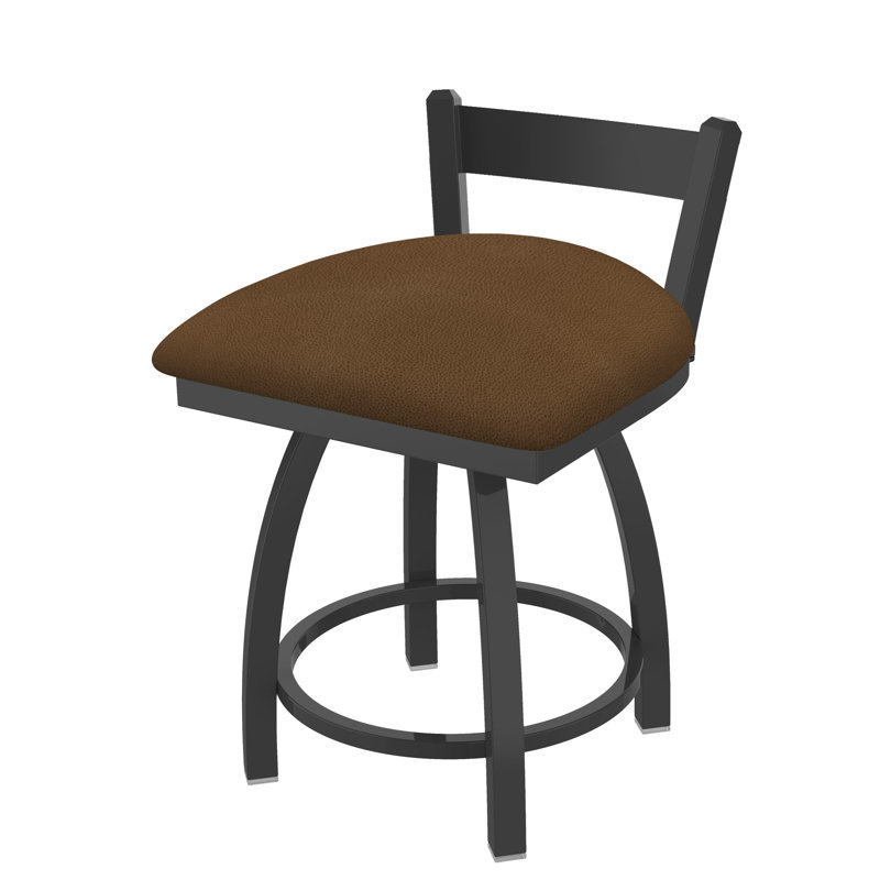 Tabouret de coiffeuse à dossier bas 18 po Catalina, Étain, Vinyle - Rein chaume