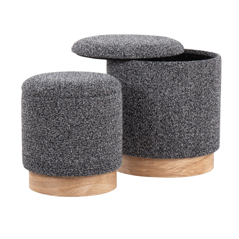 Marla Contemporary Nesting Ottoman Set, Black