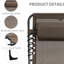Siège de patio, lit de bronzage portatif avec dossier réglable. Lit de camp pliant, coussin amovible, brun pour le jardin, lit de plage, coussin et pliable,