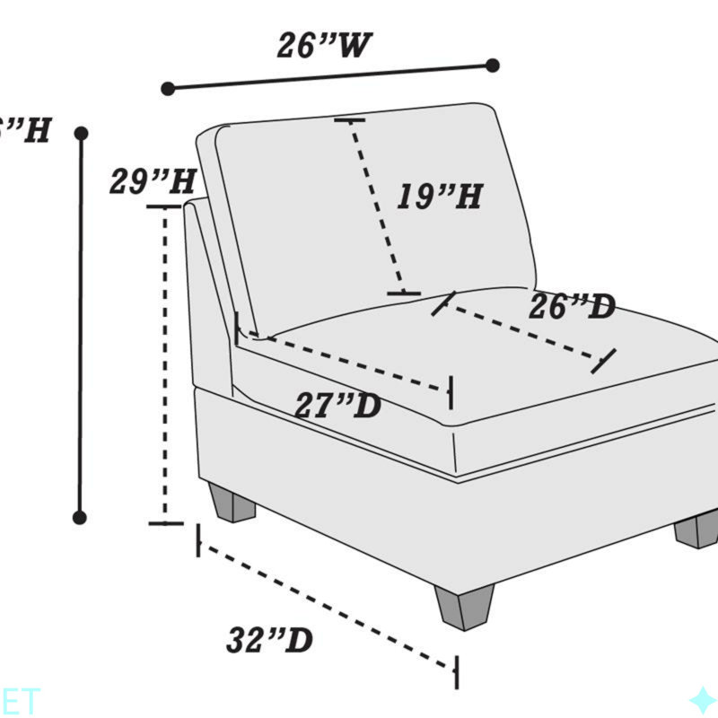 Chaise sans accoudoirs en tissu 1pc, Café