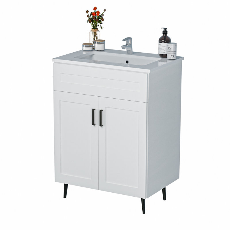 Ensemble de meuble-lavabo autoportant avec poignées en métal 24 po., 24"